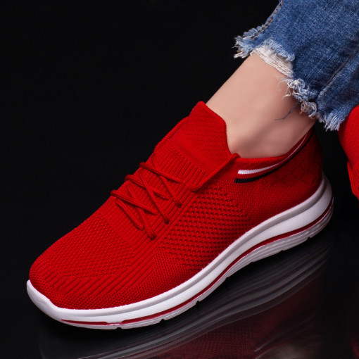 Pantofi sport dama, Pantofi sport dama rosii din material textil MDL04381 - modlet.ro