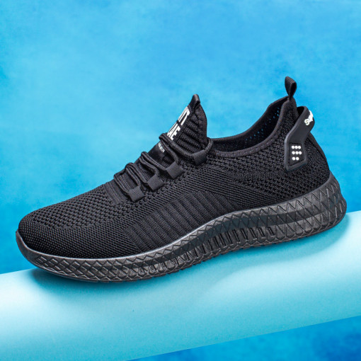 Adidasi barbati, Pantofi sport negri barbati din material textil MDL05097 - modlet.ro