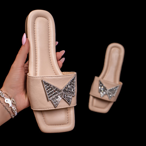 Papuci casual bej dama cu talpa joasa MDL05490
