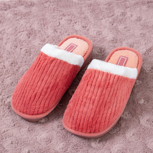 Papuci de casa dama roz inchis din material textil MDL02739
