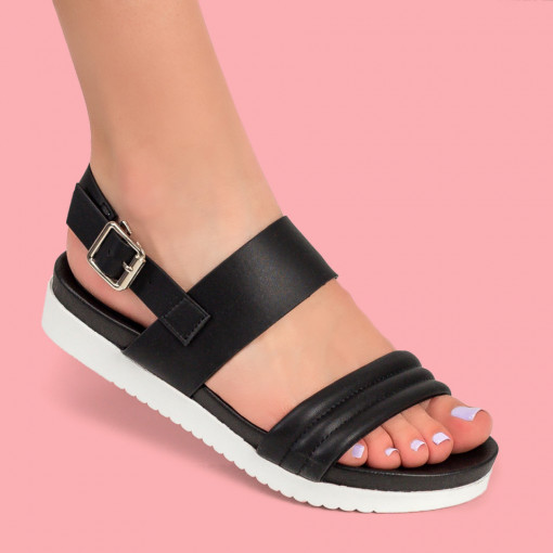 Sandale clasice cu platforma, Sandale dama cu talpa groasa negre MDL04996 - modlet.ro