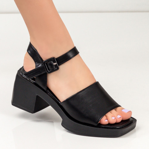 Sandale cu toc si platforma, Sandale dama negre cu toc si platforma MDL04716 - modlet.ro