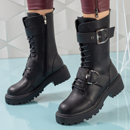 Ghete dama casual negre cu talpa groasa si curele MDL02250