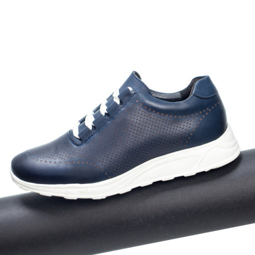 Barbati - Trendy, Pantofi casual barbati albastri din Piele MDL04271 - modlet.ro
