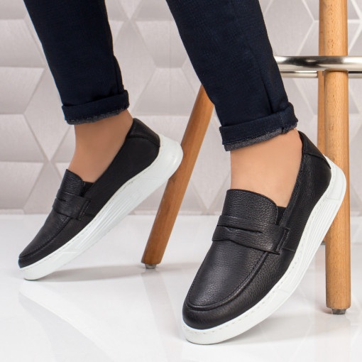 Pantofi casual barbati negri din Piele naturala MDL03587