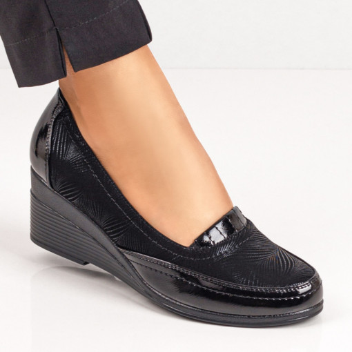 Pantofi casual cu platforma, Pantofi casual dama cu platforma negri MDL06276 - modlet.ro