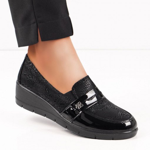 Pantofi casual cu platforma, Pantofi casual dama negri cu platforma MDL06303 - modlet.ro