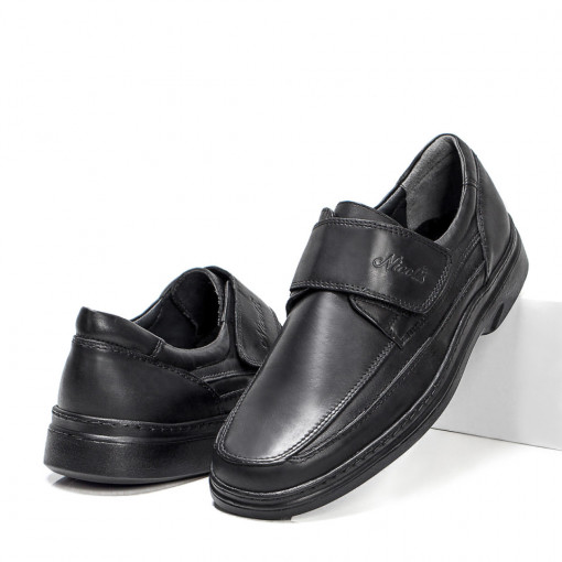 Pantofi casual barbati, Pantofi casual negri barbati cu scai din Piele MDL06439 - modlet.ro