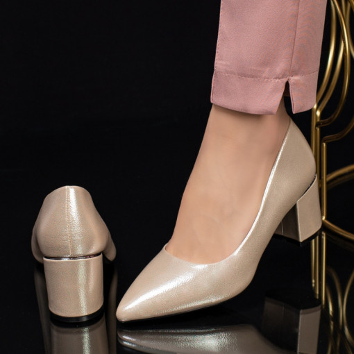 Pantofi cu toc dama aurii MDL033839