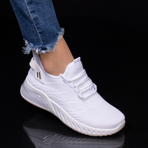 Pantofi sport dama, Pantofi dama sport albi din material textil MDL04365 - modlet.ro
