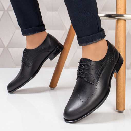 Pantofi eleganti barbati negri din Piele naturala Vilese