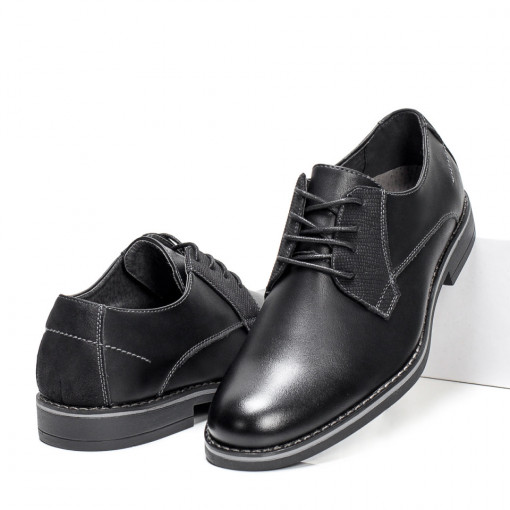 Pantofi eleganti clasici barbati, Pantofi eleganti negri barbati cu siret MDL06071 - modlet.ro