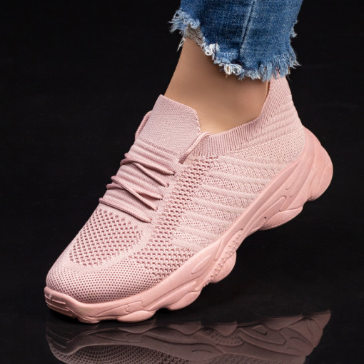 Pantofi sport dama roz din material textil MDL03053
