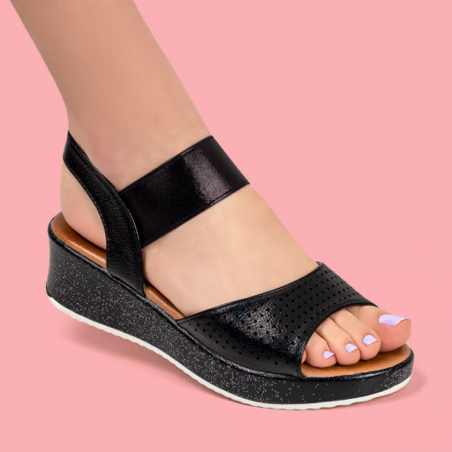 Sandale clasice cu platforma, Sandale dama negre cu platforma MDL04861 - modlet.ro