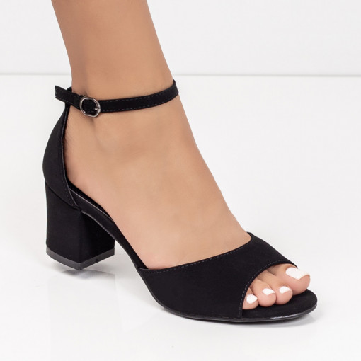 Sandale cu toc gros, Sandale elegante dama negre cu toc gros MDL05596 - modlet.ro