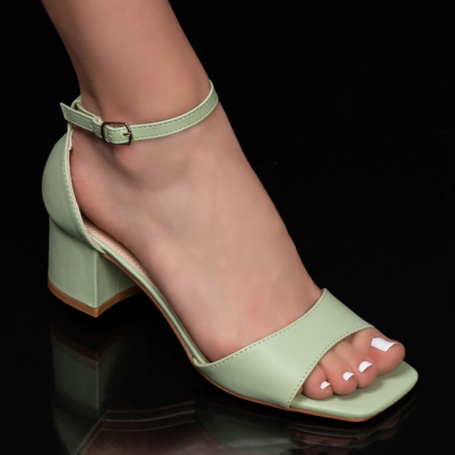 Sandale trendy cu toc gros, Sandale verzi dama elegante cu toc gros MDL05041 - modlet.ro