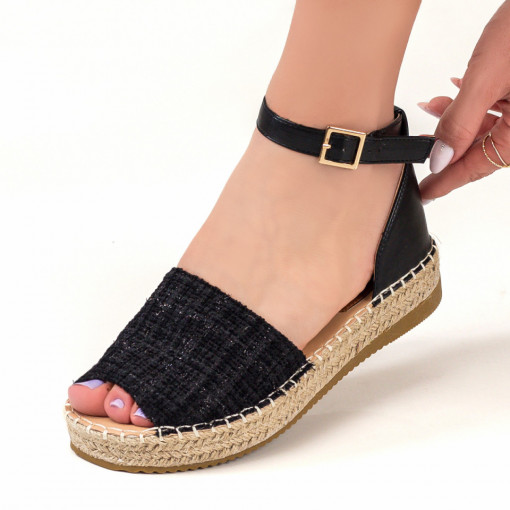 Espadrile negre dama cu talpa groasa MDL04605