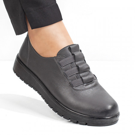 Reduceri  Pantofi casual, Pantofi casual dama cu insertie de material elastic gri MDL08139 - modlet.ro