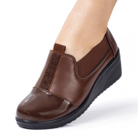 Reduceri  Pantofi casual, Pantofi casual dama cu platforma maro MDL08171 - modlet.ro