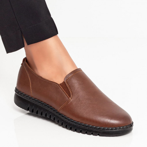 Pantofi casual dama, Pantofi casual dama maro cu insertii de material elastic MDL00216 - modlet.ro