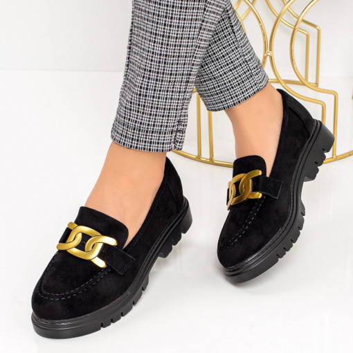 Pantofi casual trendy dama, Pantofi casual dama negri cu lant decorativ MDL06109 - modlet.ro