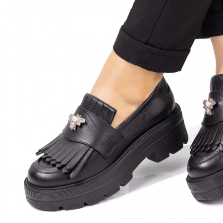 Pantofi casual dama negri din Piele naturala MDL08461