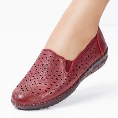 Reduceri  Pantofi casual, Pantofi casual dama perforati si talpa joasa rosii MDL04274 - modlet.ro