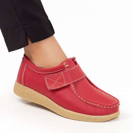 Pantofi dama casual - Piele naturala, Pantofi casual dama rosii cu scai din Piele naturala MDL06086 - modlet.ro