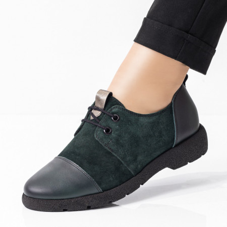 Reduceri  Pantofi casual, Pantofi casual dama verzi suede din Piele naturala MDL08305 - modlet.ro