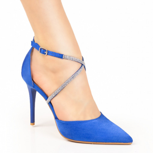 Reduceri Pantofi dama, Pantofi dama albastri cu insertie de pietre MDL07769 - modlet.ro