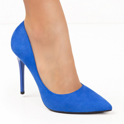 Pantofi Stiletto, Pantofi dama albastri Stiletto cu toc subtire MDL06136 - modlet.ro