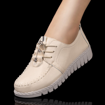 Reduceri  Pantofi casual, Pantofi dama casual cu siret elastic bej MDL08143 - modlet.ro