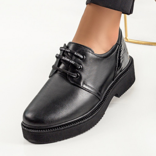 Pantofi dama casual - Piele naturala, Pantofi dama negri casual din Piele MDL06405 - modlet.ro