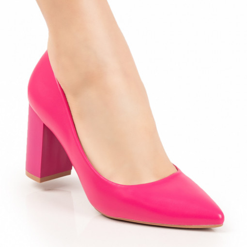 Reduceri Pantofi dama, Pantofi dama roz cu toc gros MDL07815 - modlet.ro