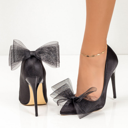 Pantofi Stiletto trendy, Pantofi negri Stiletto dama cu toc subtire MDL05567 - modlet.ro