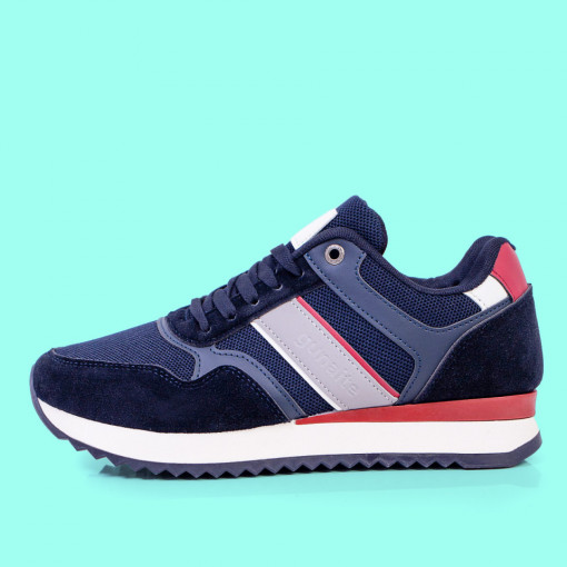 Adidasi trendy barbati, Pantofi sport albastri din material textil barbati MDL05747 - modlet.ro