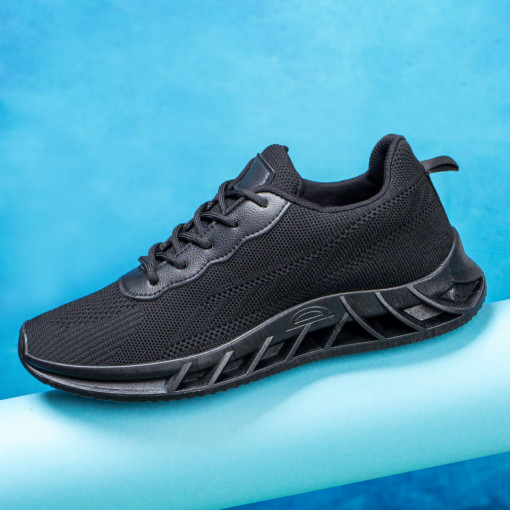 Incaltaminte Barbati, Pantofi sport barbati negri din material textil MDL04601 - modlet.ro