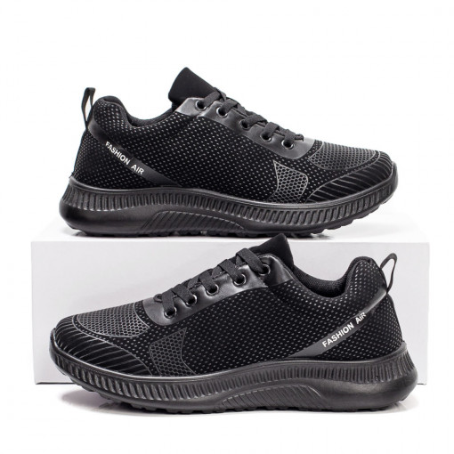 Adidasi barbati, Pantofi sport barbati negru cu alb cu siret MDL06460 - modlet.ro