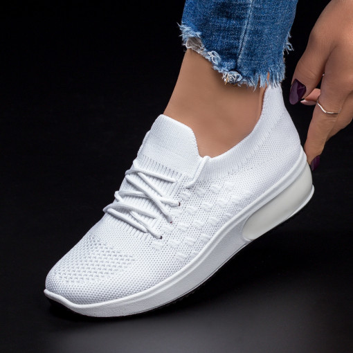 Pantofi sport dama albi din material textil MDL03290