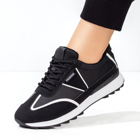 Reduceri  Adidasi dama, Pantofi sport dama negri cu alb MDL07881 - modlet.ro