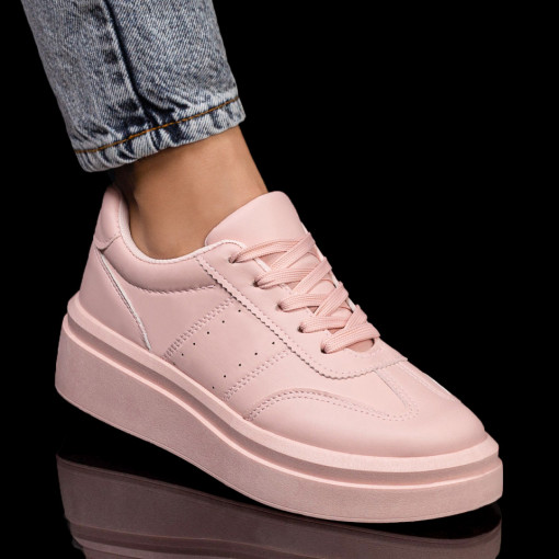 Lichidare stoc, Pantofi sport dama roz cu siret MDL05853 - modlet.ro