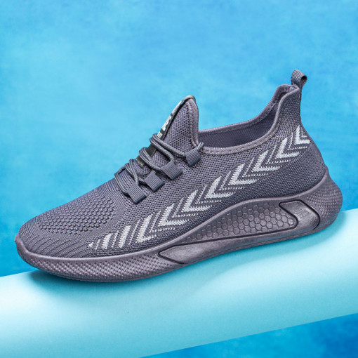 Adidasi clasici barbati, Pantofi sport gri barbati din material textil MDL05098 - modlet.ro