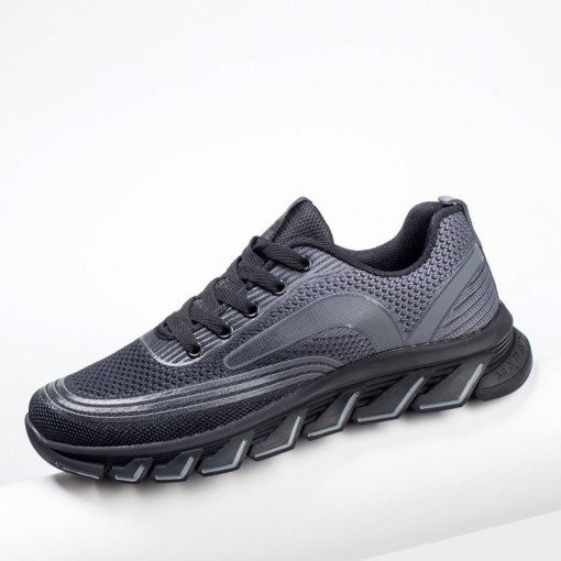 Adidasi trendy barbati, Pantofi sport negri cu gri barbati din material textil MDL03511 - modlet.ro