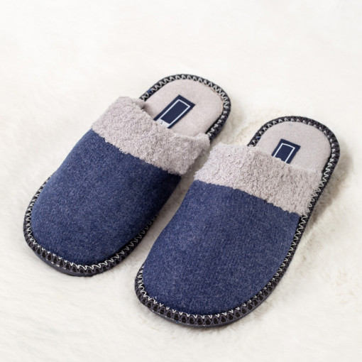 Papuci de casa dama albastri din material textil MDL02744
