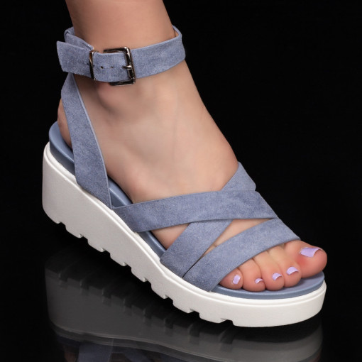 Sandale cu platforma, Sandale albastre dama cu platforma MDL04884 - modlet.ro