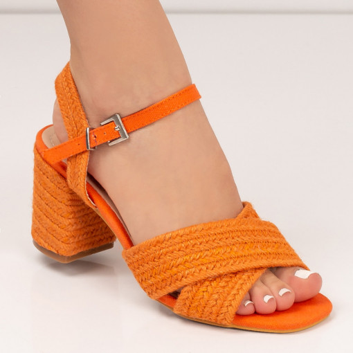 Sandale cu toc dama portocalii Uderia