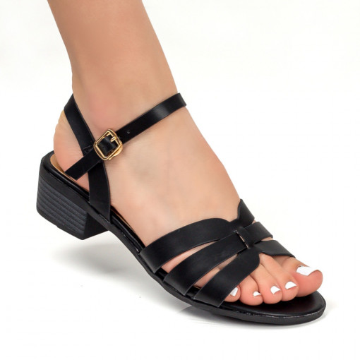 Sandale clasice cu toc gros, Sandale dama negre cu toc mic gros MDL05035 - modlet.ro