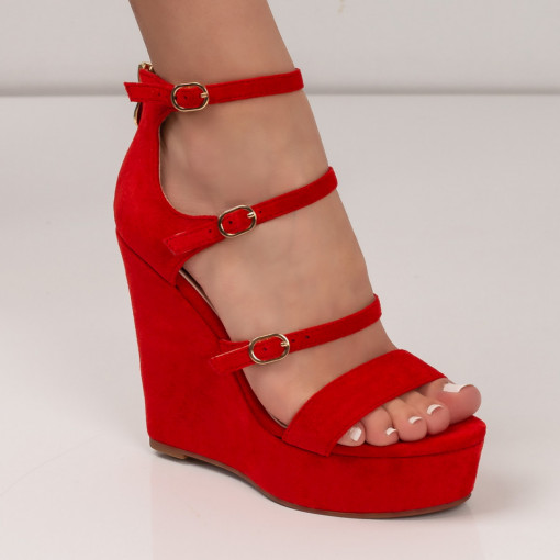 Sandale trendy cu platforma, Sandale dama rosii cu platforma MDL05358 - modlet.ro