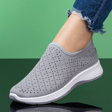 Espadrile sport dama gri cu insertie de pietre MDL01072