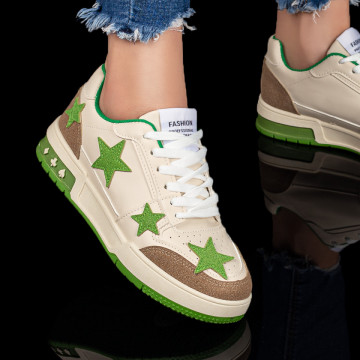 Tenisi dama bej cu verde MDL07836